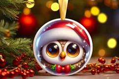 Shiny Christmas Owl Ornament Sublimation PNG Product Image 3