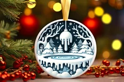 Round Christmas Ornament Sublimation|Clipart Product Image 2