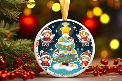 Round Christmas Ornament Sublimation|Clipart Product Image 2