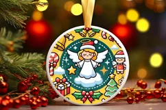 Round Christmas Ornament Sublimation|Clipart Product Image 2