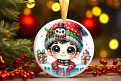 Round Christmas Ornament Sublimation|Clipart Product Image 2