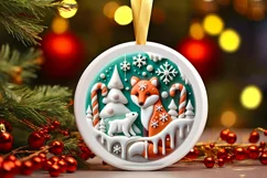 Round Christmas Ornament Sublimation|Clipart Product Image 2