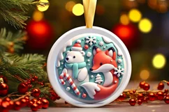 Round Christmas Ornament Sublimation|Clipart Product Image 2