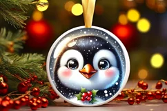 Shiny Christmas Penguin Ornament Sublimation PNG Product Image 1