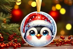 Shiny Christmas Penguin Ornament Sublimation PNG Product Image 1