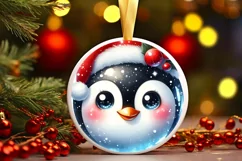 Shiny Christmas Penguin Ornament Sublimation PNG Product Image 3