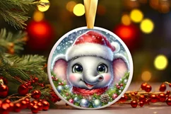 Shiny Christmas Elephant Ornament Sublimation PNG Product Image 1