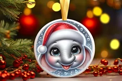 Shiny Christmas Elephant Ornament Sublimation PNG Product Image 1