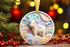 Colorful Cow Scene Round Ornament Sublimation PNG Product Image 1