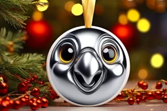 Shiny Christmas Parrot Ornament Sublimation PNG Product Image 1