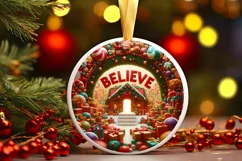 Believe Gifts Christmas Round Cute Ornament Sublimation Product Image 2