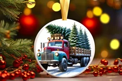 Round Christmas Ornament Sublimation|Clipart Product Image 2