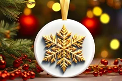 Snow Flake Christmas Round Cute Ornament Sublimation Product Image 2