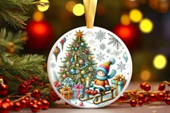 Round Christmas Ornament Sublimation|Clipart Product Image 2