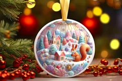 Colorful Pastel Round Squirrel Ornament PNG Product Image 1