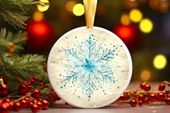 Snow Flake Christmas Round Cute Ornament Sublimation Product Image 2
