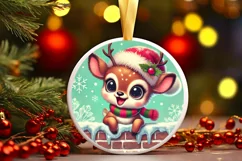 Round Christmas Ornament Sublimation|Clipart Product Image 2
