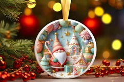 Colorful Frog Scene Round Ornament Sublimation PNG Product Image 3