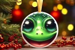 Frog Christmas Round Ornament Sublimation PNG Product Image 3