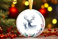 Colorful Watercolor Reindeer Ornament Product Image 3