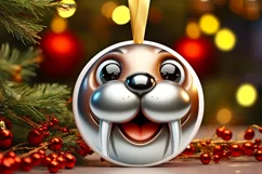 Walrus Christmas Round Ornament Sublimation PNG Product Image 1