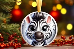 Zebra Christmas Round Ornament Sublimation PNG Product Image 1