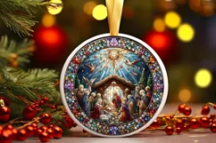 Round Christmas Ornament Sublimation|Clipart Product Image 2