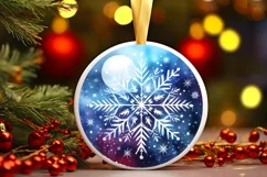 Watercolor Snow Flake Round Sublimation PNG Product Image 1