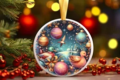 Round Christmas Ornament Sublimation|Clipart Product Image 1