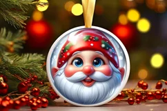 Gnome Christmas Round Ornament Sublimation PNG Product Image 3