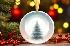 Watercolor Christmas Reindeer Round Sublimation PNG Product Image 3