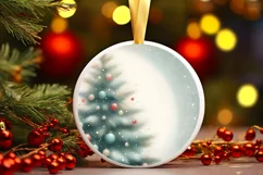 Watercolor Christmas Reindeer Round Sublimation PNG Product Image 3