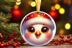 Christmas Chicken Smiling Round Ornament Sublimation PNG Product Image 3
