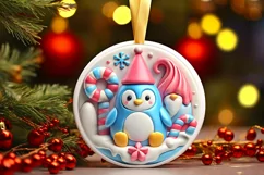 Round Christmas Ornament Sublimation|Clipart Product Image 2
