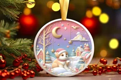 Playful Puppy Winter Ornament Sublimation PNG Product Image 3