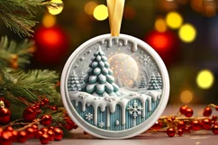 Round Christmas Ornament Sublimation|Clipart Product Image 2