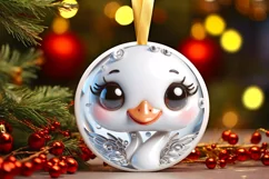 Christmas Swan Smiling Round Ornament Sublimation PNG Product Image 3