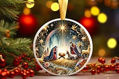 Round Christmas Ornament Sublimation|Clipart Product Image 2