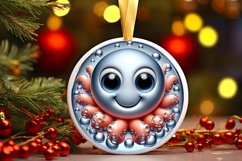 Christmas Octopus Smiling Round Ornament Sublimation PNG Product Image 3