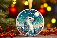 Round Christmas Ornament Sublimation|Clipart Product Image 2