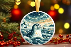 Round Christmas Ornament Sublimation|Clipart Product Image 2