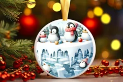 Winter Penguins Watercolor PNG Product Image 3