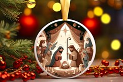 Cartoon Nativity Scene Round Ornament Sublimation Product Image 2