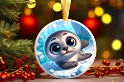 Round Christmas Ornament Sublimation|Clipart Product Image 1