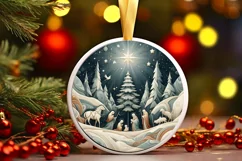 Round Christmas Ornament Sublimation|Clipart Product Image 2