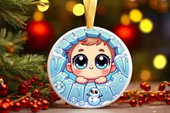 Round Christmas Ornament Sublimation|Clipart Product Image 2