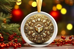 Round Christmas Ornament Sublimation|Clipart Product Image 2