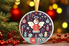 Round Christmas Ornament Sublimation|Clipart Product Image 2