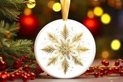 Snow Flake Christmas Round Cute Ornament Sublimation Product Image 2