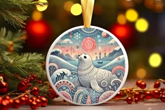 Round Christmas Ornament Sublimation|Clipart Product Image 2